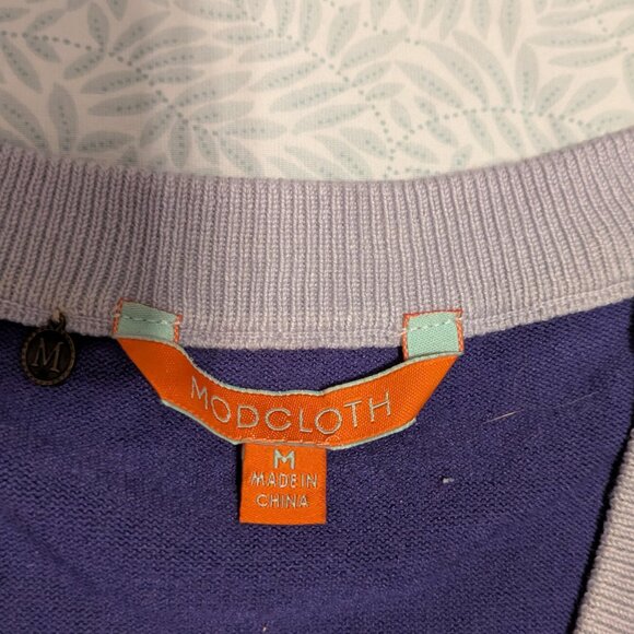 Modcloth Short-sleeve Cat Mermaid Purple Sweater Medium - Picture 4 of 4